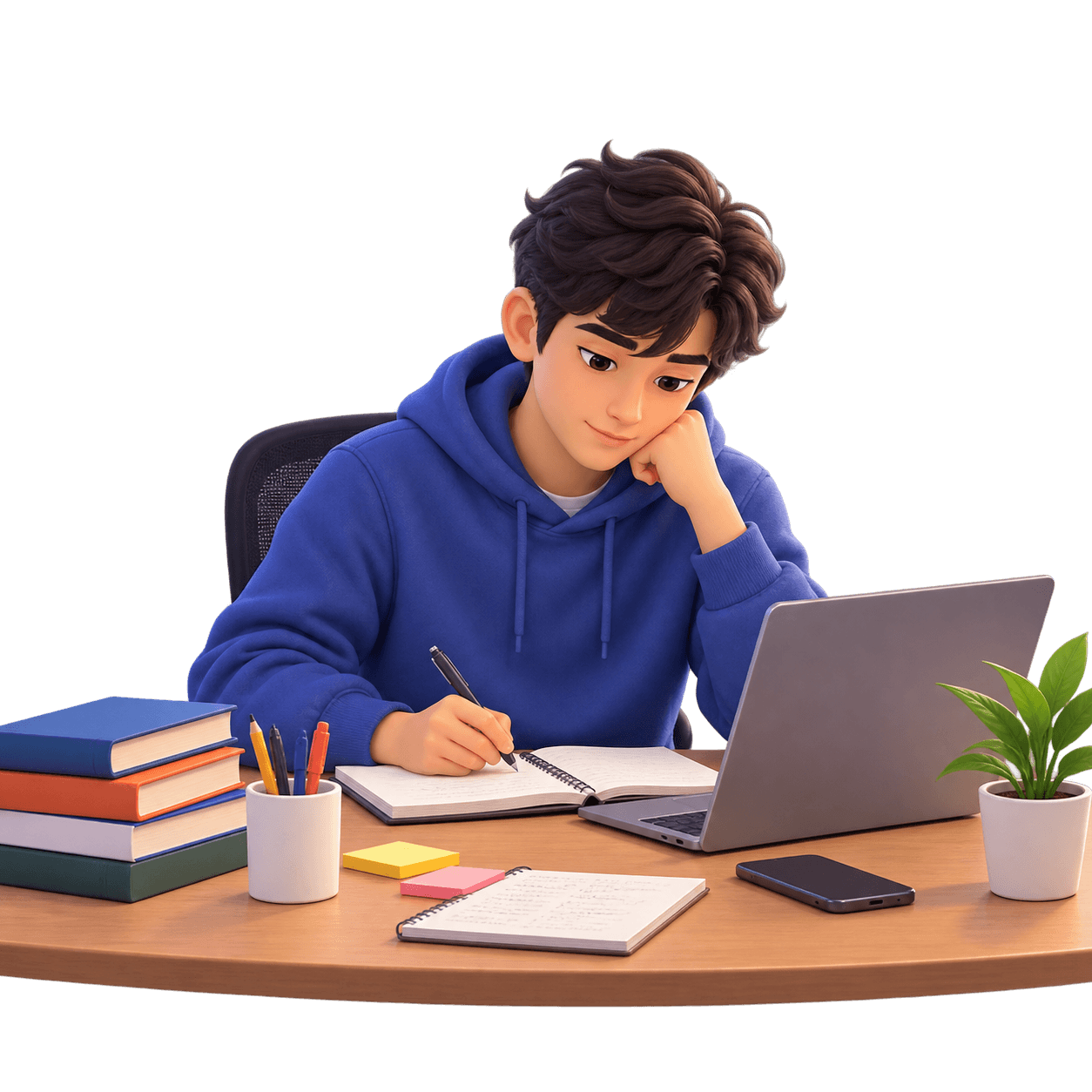Student studying at a desk